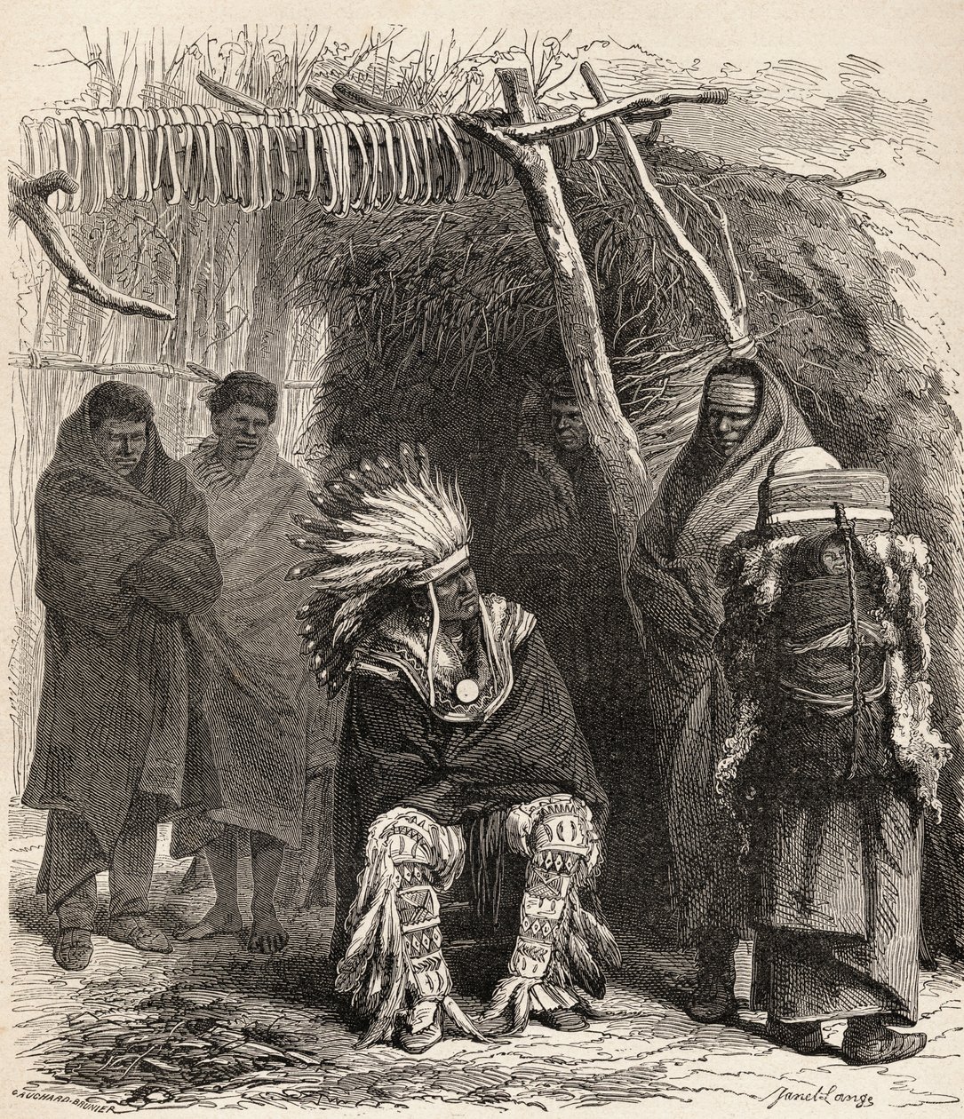 بيتر لا شير ، رسم توضيحي من "العالم في اليدين" ، نقش بواسطة Gauchard-Brunier ، نشر عام 1878 بواسطة أنجي لويس جانيت