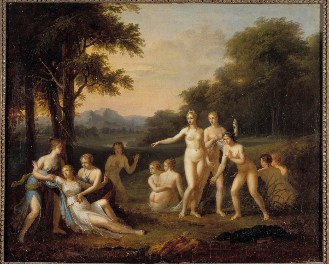ديان تكتشف حمل لوحة كاليستو بواسطة أنجليكا كوفمان (1740-1807) شمس القرن الثامن عشر. 0.46 × 0.56 م أبراج ، متحف الفنون الجميلة بواسطة أنجليكا كوفمان
