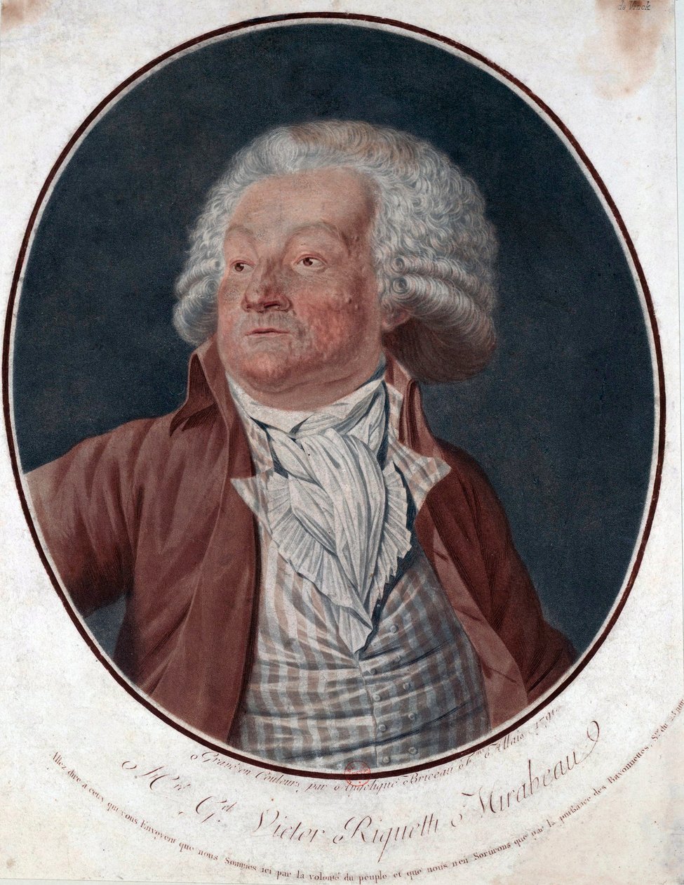 صورة للكاتب جابرييل دي ريكويتي ، كونت ميرابو (1749-1791) - صورة شخصية للمؤلف ج. ميرابو (1749-1791) - نقش بواسطة أنجليك ألايس (ني بريكو) (القرن الثامن عشر نشط) ، حفر ، ألوان مائية 1791 (29.5 × 25 سم) - مجموعة خاصة بواسطة أنجيليك (fl. 1796 d 1827) Allais