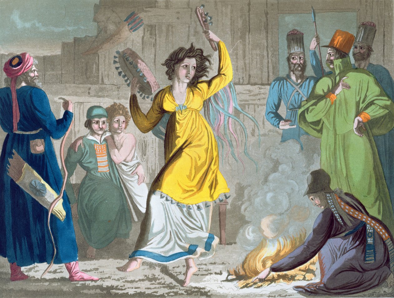 تاليش شامان ترقص حول النار ، من "الأزياء القديمة والحديثة" لجوليو فيراريو ، 1819 بواسطة أنجيلو بياسيولي