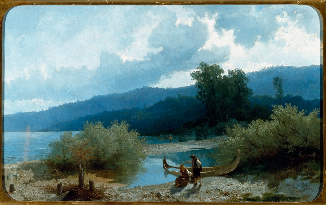 منظر طبيعي للبحيرة (منظر بحيرة) رسم أنجيلو بيكاريا (1820-1897) 1862 خافت 55.5x90.3 سم جينات ، Galleria d'Arte Moderna ، الجرد 318 بواسطة أنجيلو بيكاريا
