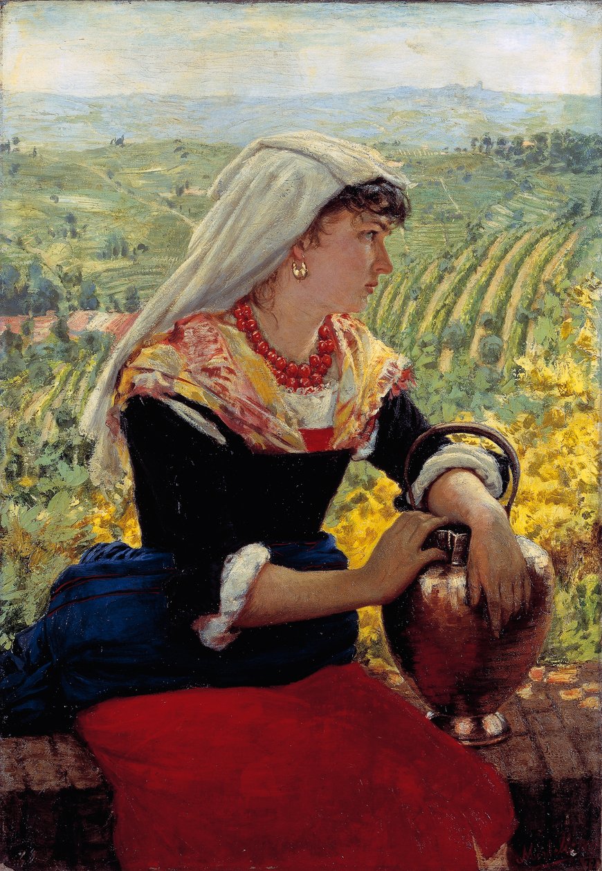Portrait of his wife in Monferrato clothing بواسطة أنجيلو موربيلي