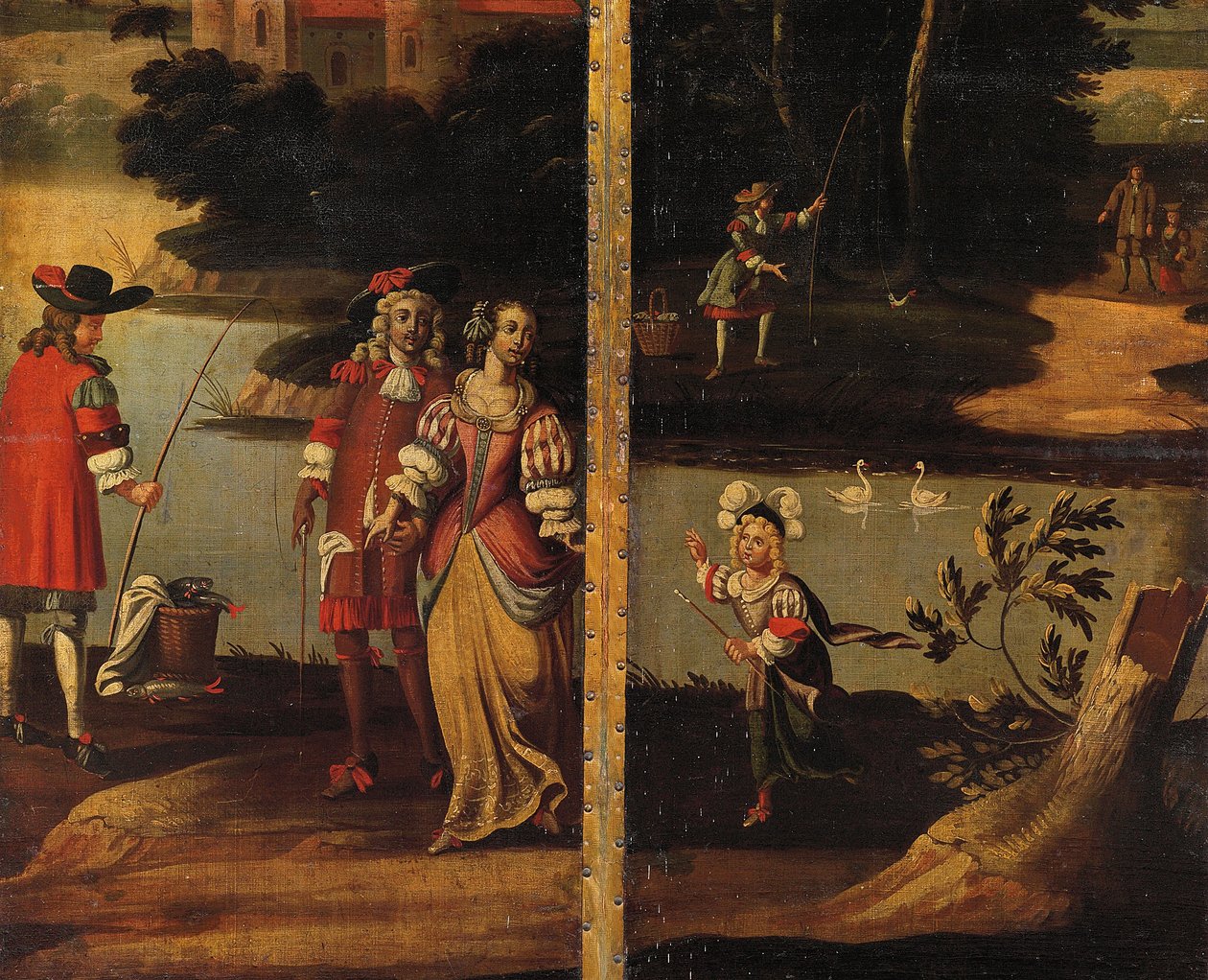 شاشة مزدوجة الجوانب ذات أربعة أضعاف ، c.1700 بواسطة المدرسة الأنجلو الفلمنكية