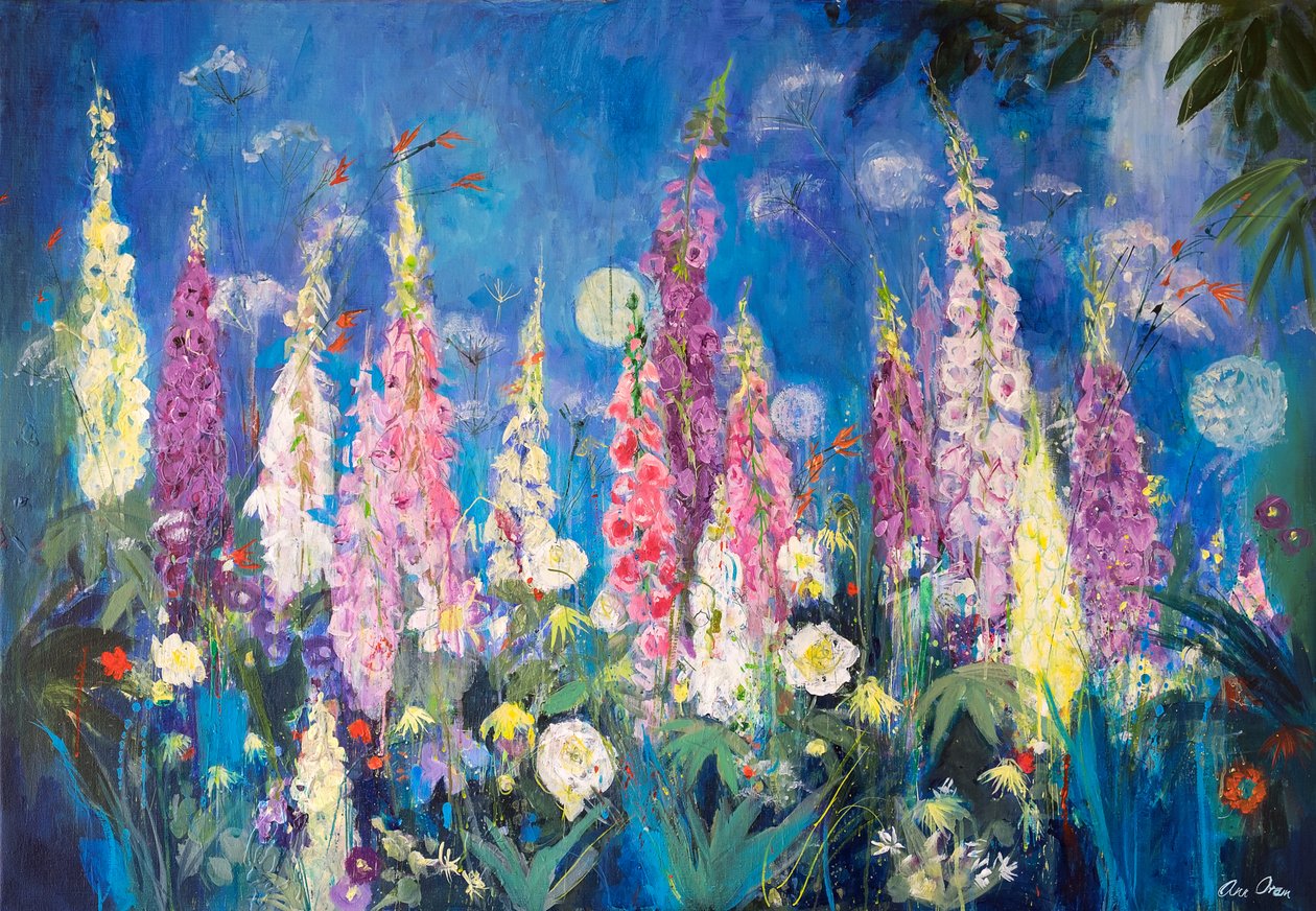 Foxgloves and Alliums، 2019 (أكريليك) بواسطة آن أورام