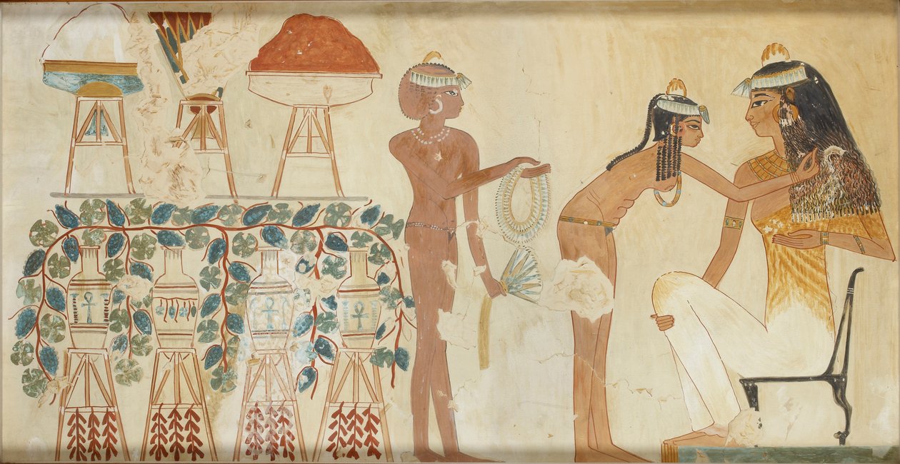 نسخة من الرسم على الحائط من المقبرة الخاصة 38 لدجسيركيرسونب ، طيبة 1 ، 1 ، 69-70 ، القرن العشرين بواسطة آنا