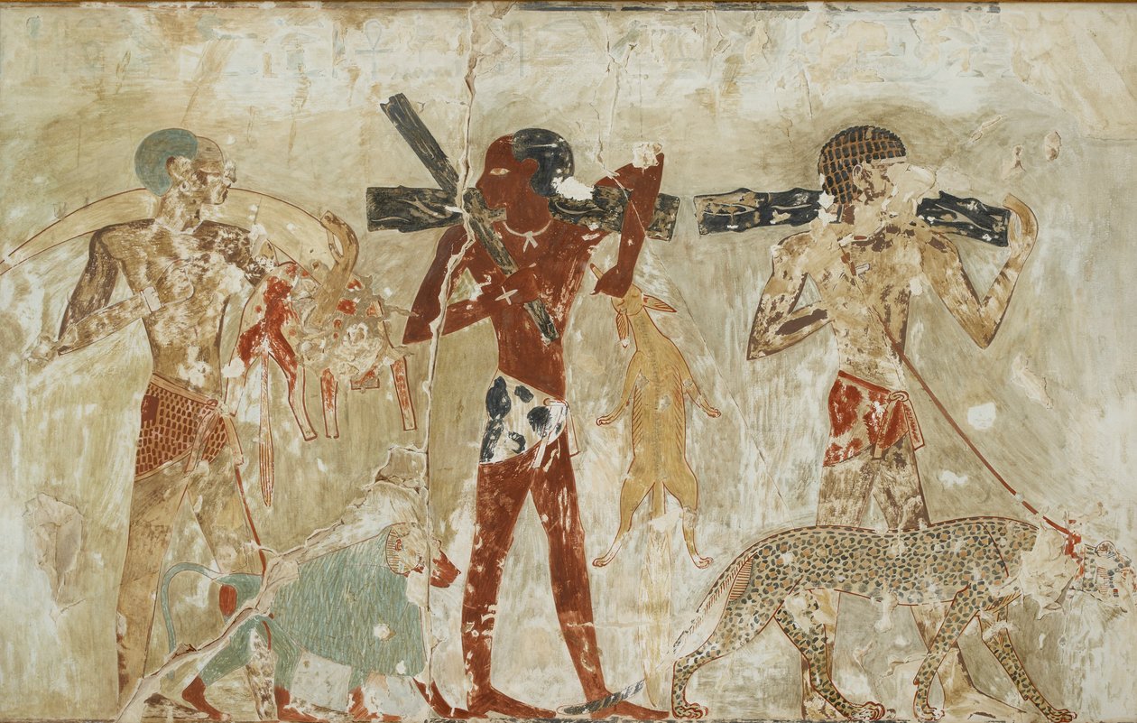 نسخة من الرسم على الحائط ، القبر الخاص رقم ١٠٠ لرخمير ، طيبة ، القرن العشرين. الفنانين: آنا نينا ماكفيرسون ديفيز ، رخمير. بواسطة آنا