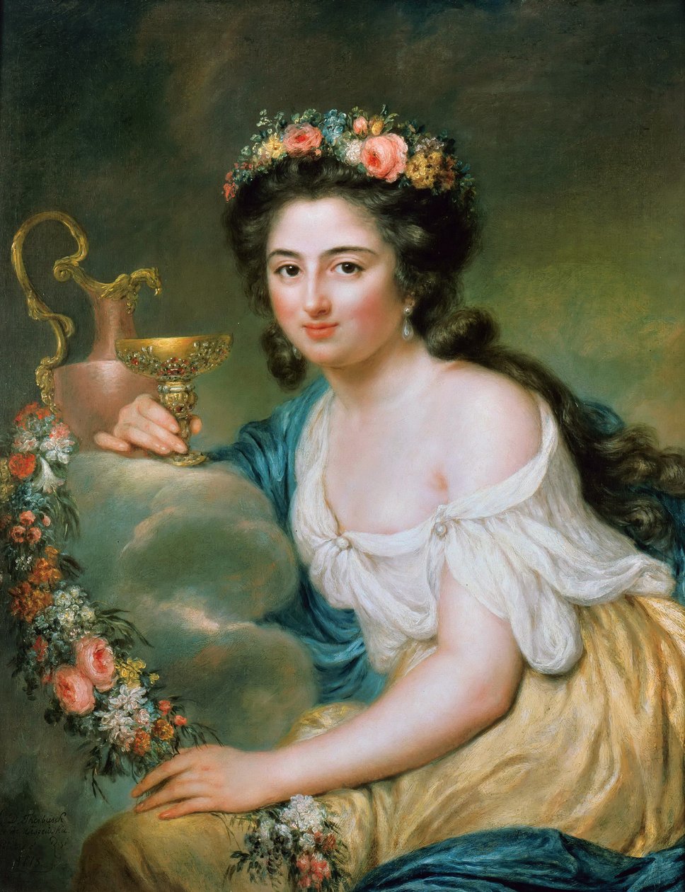 صورة لهينرييت هيرز ، ني دي ليموس 1764-1847 مثل هيبي ، 1778. بواسطة آنا دوروثيا ثيربوش