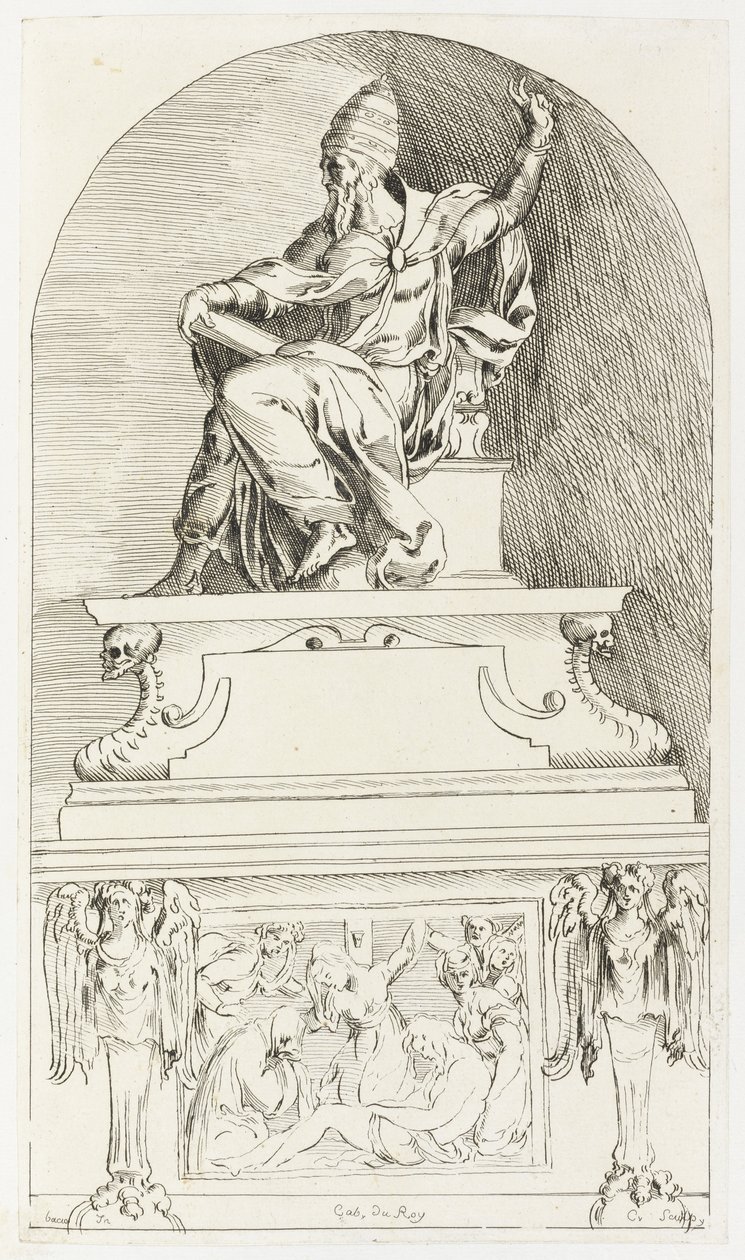 دراسة لمقبرة البابا كليمنت السابع ، بعد Baccio (Bartolommeo) Bandinelli (طباعة) بواسطة آن كلود فيليب دي كايلس