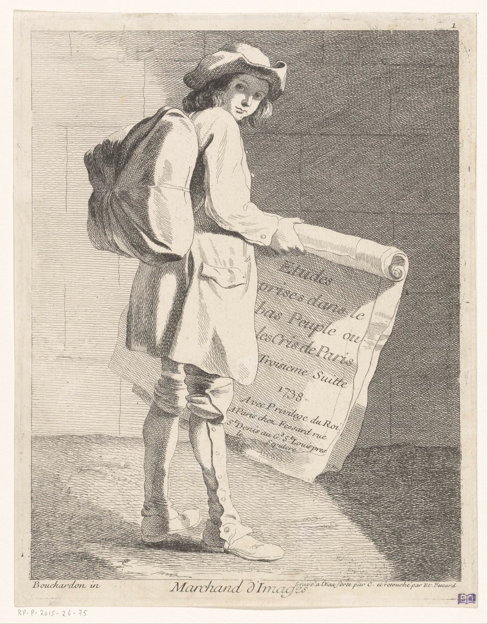 Rondreizende prentverkoper تاجر الصور (العنوان على الكائن) الدراسات التي تم إجراؤها في الشعب السفلي أو الكري في باريس. البدلة الثالثة. (عنوان السلسلة على الكائن) بواسطة آن كلود فيليب كايلوس