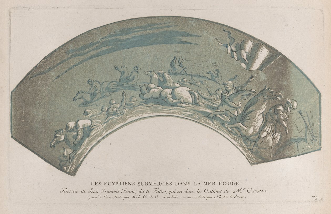 جيش فرعون يبتلع البحر الأحمر ، من 'Recueil d'estampes d'après les plus b ...، ca. 1729-40 بواسطة آن كلود فيليب دي