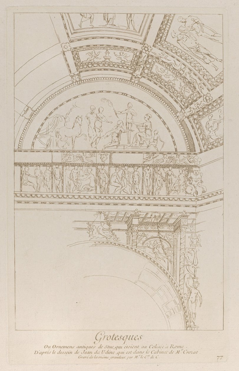 Grotesques: تفاصيل النقوش الجصية التي تزين الكولوسيوم في روما ، كاليفورنيا. 1729. بواسطة آن كلود فيليب دي كايلس