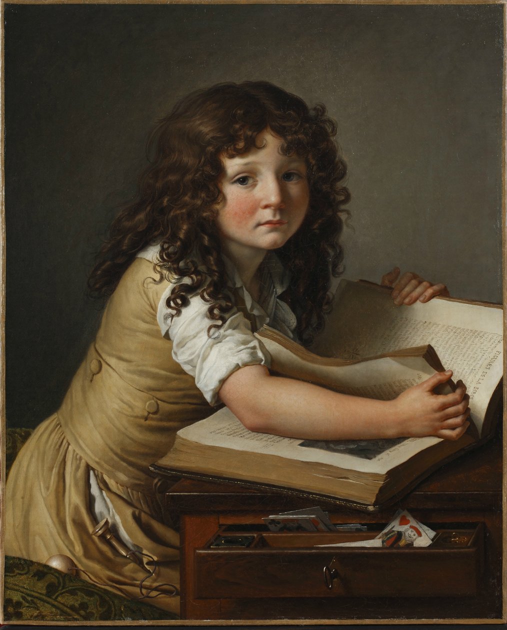 Benoît Agnès Trioson مع كتاب. بواسطة آن لويس جيروديت دي رويسي تريوسون