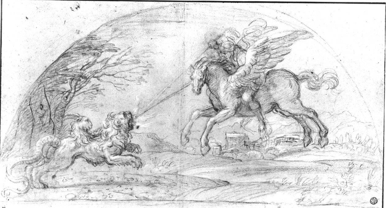 يحارب Bellerophon الشيميرا بواسطة أنيبال كاراتشي