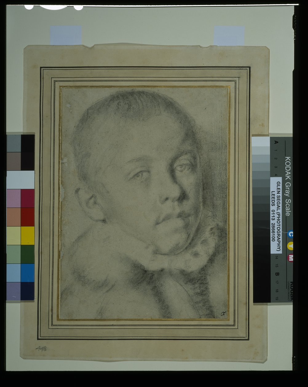 Portrait-head of a young boy (black chalk & charcoal on paper) بواسطة أنيبال (من أتباع) كاراتشي