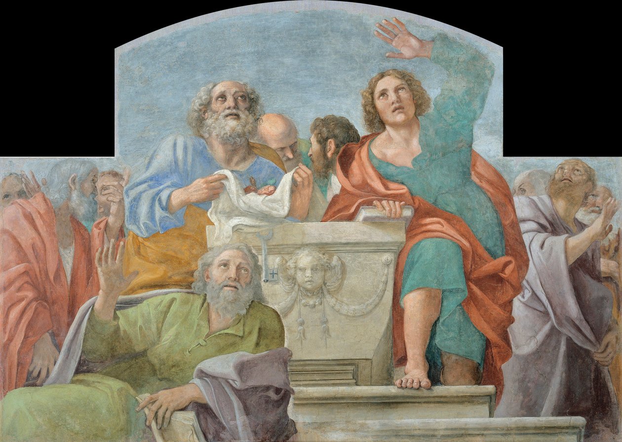 Apotres pres du sepulcre vide - Peinture de Annibale Carracci (1560-1609) الرسل حول القبر الفارغ فريسكو 1604-1607 Museu Nacional d