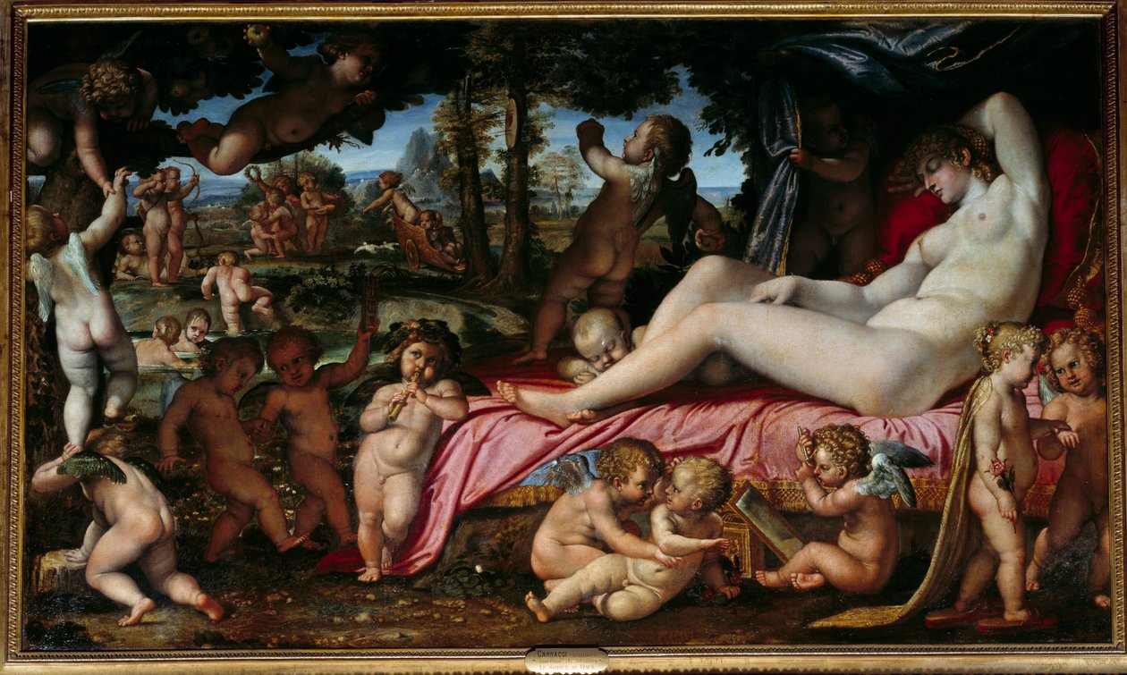 The Sleep of Venus Painting by Annibale Carracci or Annibal Carrache (1560-1609) 1602 Sun. 1,9x3,28 m Chantilly, Musee Conde بواسطة أنيبال كاراتشي