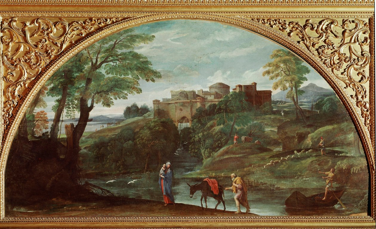 الرحلة إلى مصر. لوحة لأنيبال كاراتشي ديت كاراش (1560-1609). قاتمة: 122x230 سم. جاليريا دوريا بامفيلج ، روما ، إيطاليا. بواسطة أنيبال كاراتشي