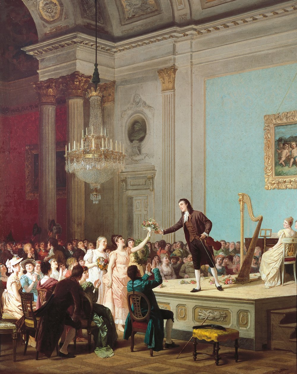 The first triumph of Paganini, ca 1890, painting by Annibale Gatti, Italy بواسطة أنيبال جاتي