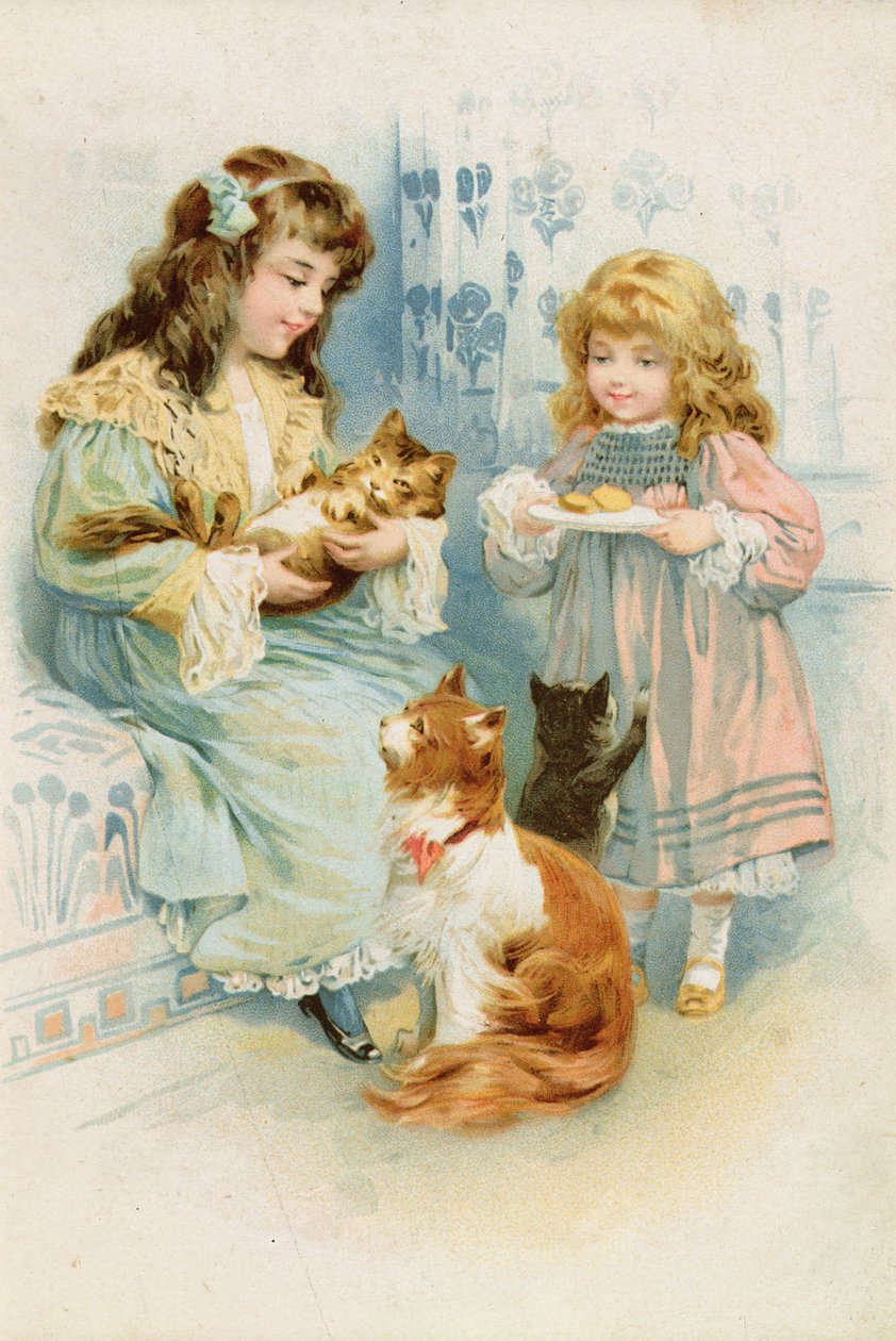حفلة شاي Kitten&39;s (chromo litho) بواسطة غير معروف غير معروف