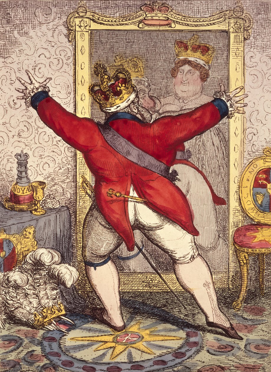 تأمل: أن تكون ، أو لا تكون ، رسومًا متحركة للملك جورج الرابع ملك إنجلترا (1762-1830) ، 1820 (طباعة) بواسطة غير معروف غير معروف