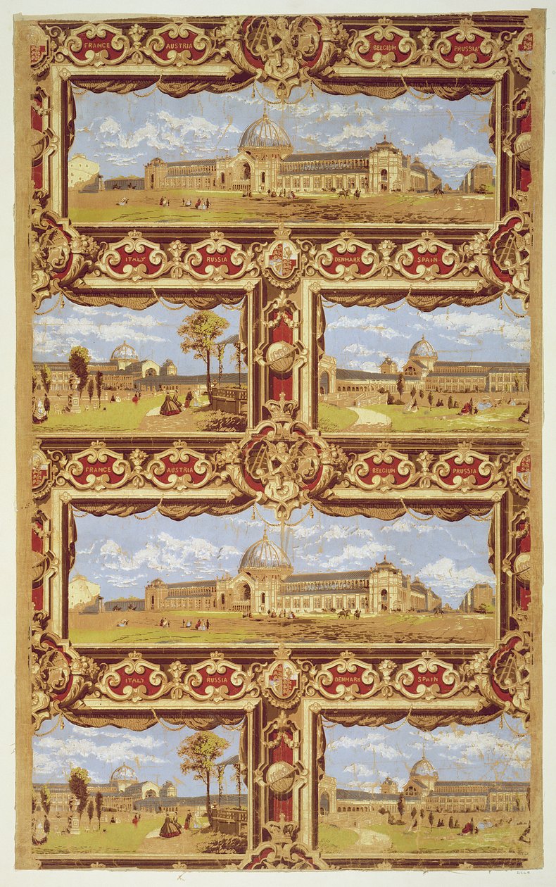 مناظر للمعرض الدولي ، 1862 ، تصميم ورق جدران (طباعة ملونة من كتل خشبية) بواسطة غير معروف غير معروف