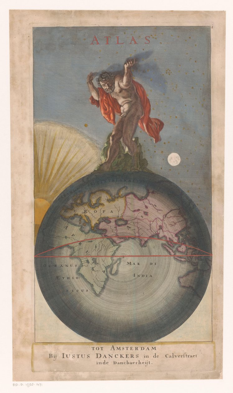 أطلس على الكرة الأرضية صفحة عنوان: Justus Danckerts، Atlas، s.a. بواسطة مجهول