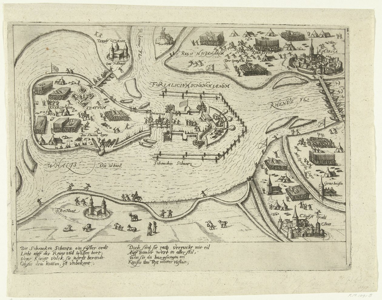 حصار الأسبان شنكنشان ، 1599 Forialicium Schenckianum (العنوان على الكائن) بواسطة مجهول