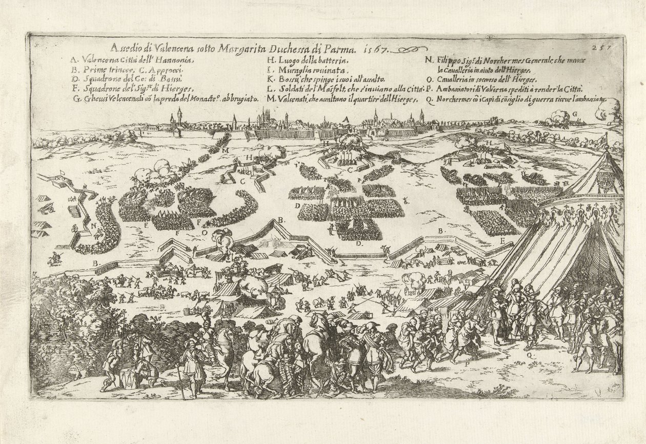 بيلج فان فالنسيان ، 1567 حصار فالنسينا تحت قيادة مارغريتا دوقة بارما. 1567 (العنوان على الكائن) بواسطة مجهول
