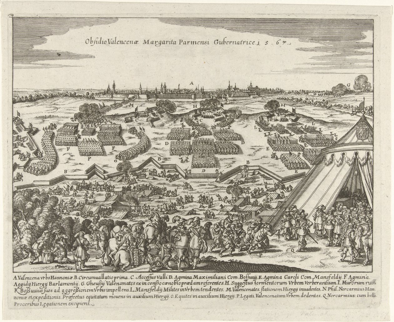 بيلج فان فالنسيان ، 1567 حصار فالنسينا مارجريتا بارميسي جوبرناتريس 15.67 (العنوان على الكائن) بواسطة مجهول