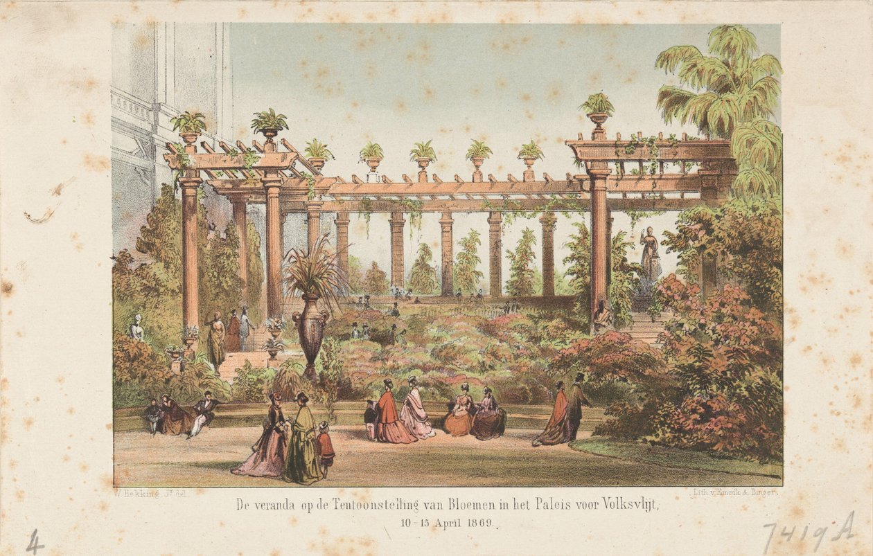 الشرفة الأرضية في معرض الزهور في Paleis voor Volksvlijt ، 10-15 أبريل 1869 (العنوان على الكائن) بواسطة مجهول