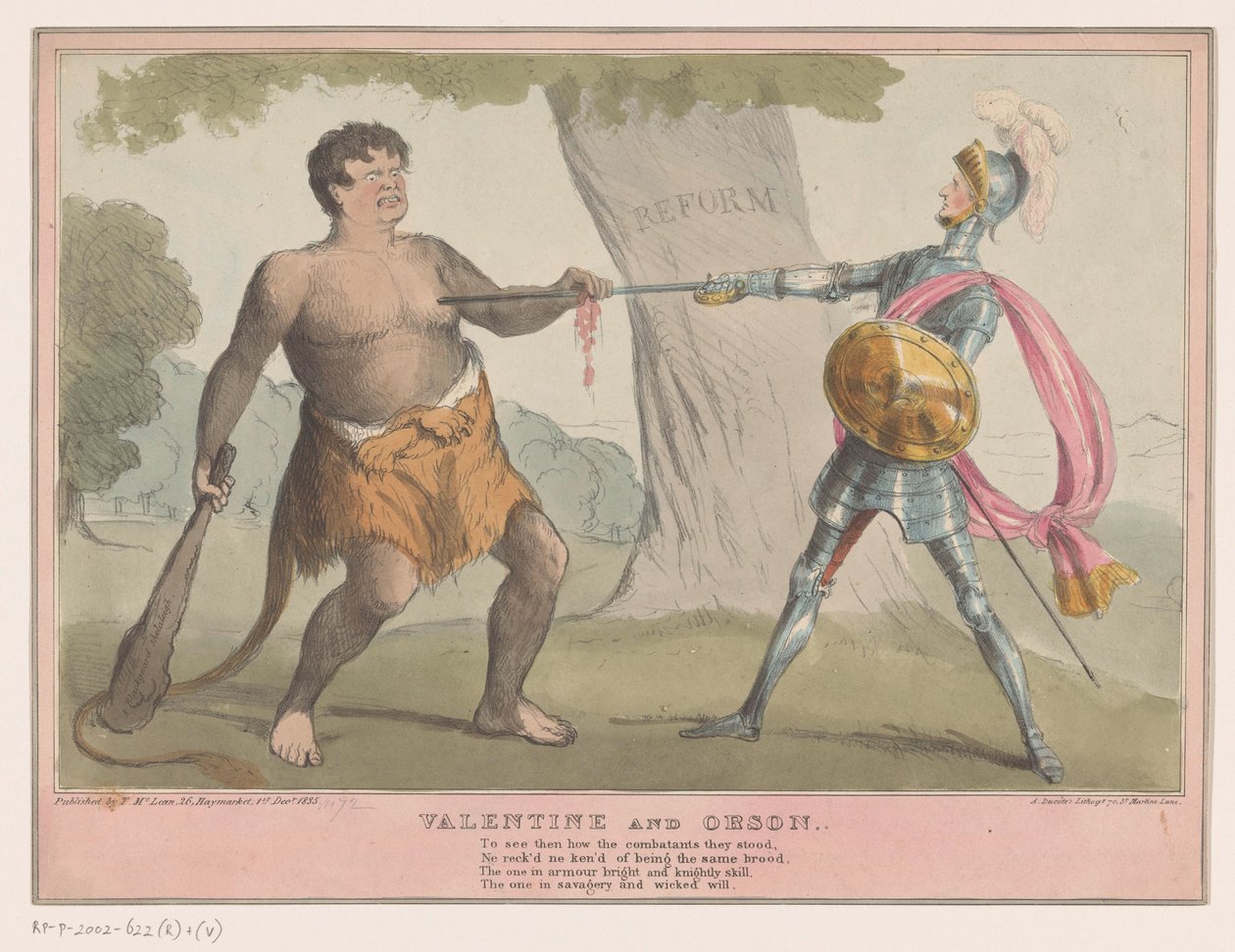 الرسوم الكاريكاتورية السياسية الإنجليزية ، 1835 فالنتين وأورسون (العنوان على الكائن) بواسطة مجهول