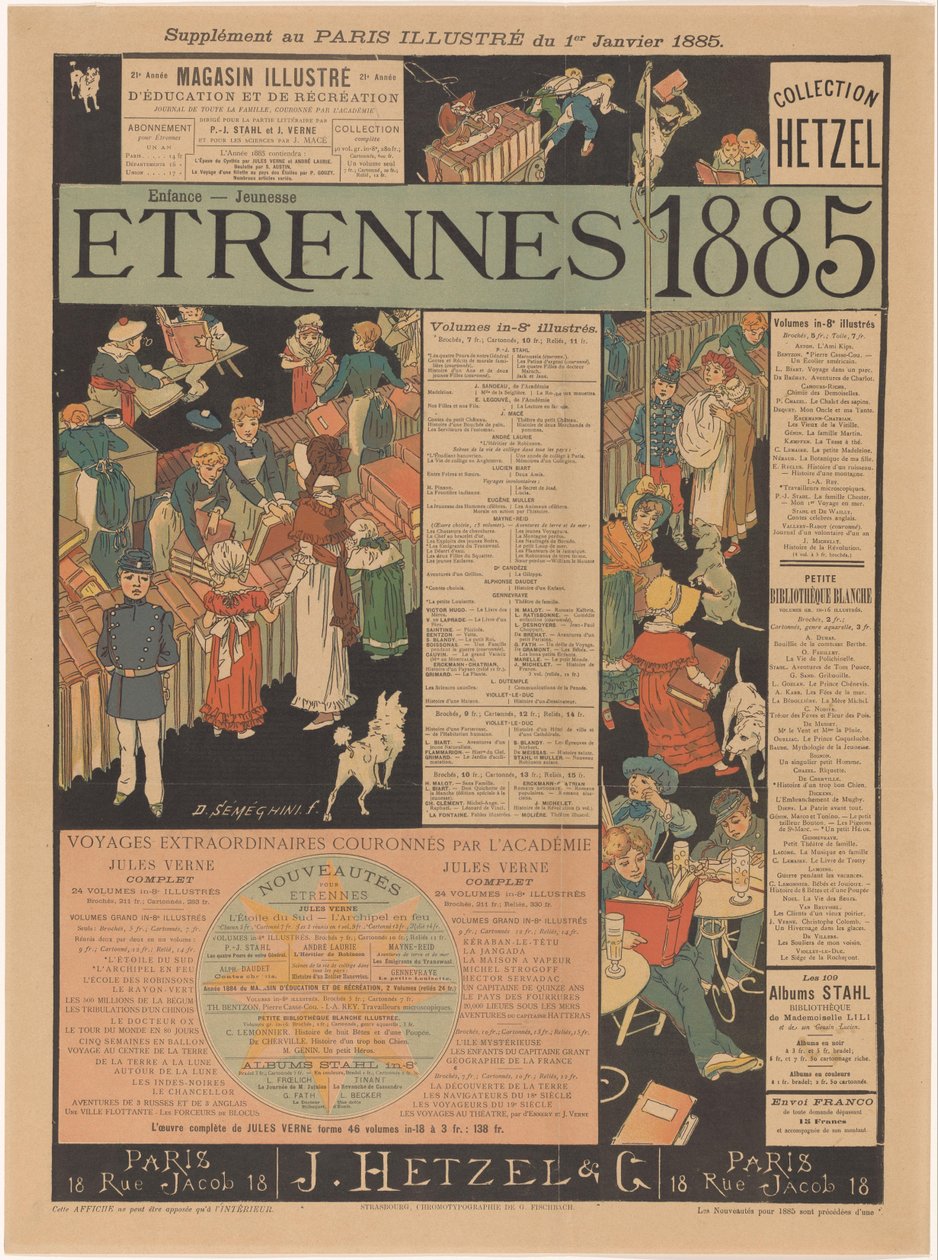 قائمة صندوق J. Hetzel & Cie في باريس Etrennes 1885 (العنوان على الكائن) بواسطة مجهول