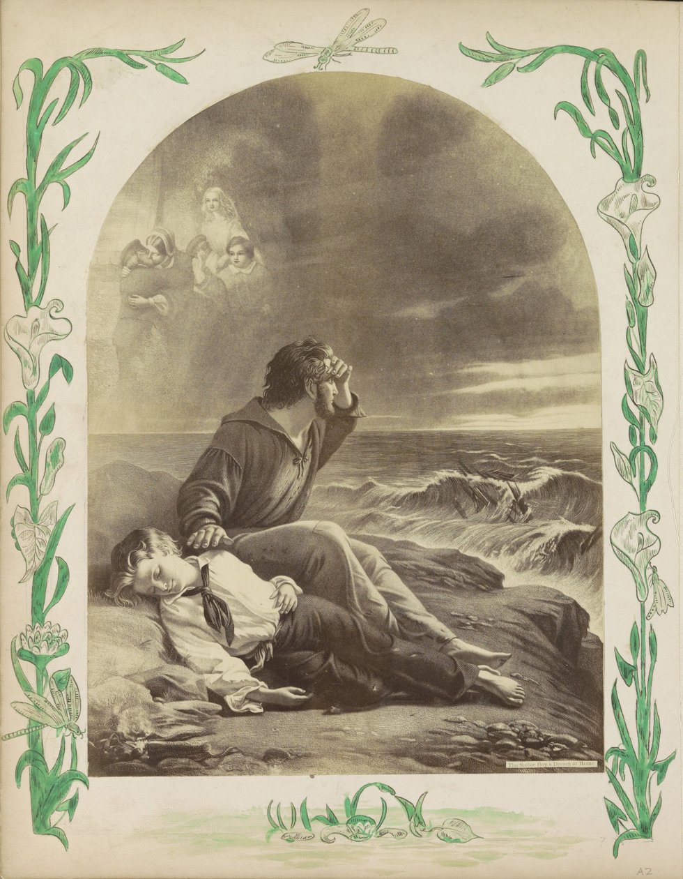إعادة إنتاج صور (على الأرجح) مطبوعة تُدعى حلم المنزل بحار الصبي حلم فتى البحار بالمنزل (العنوان على الكائن) بواسطة مجهول