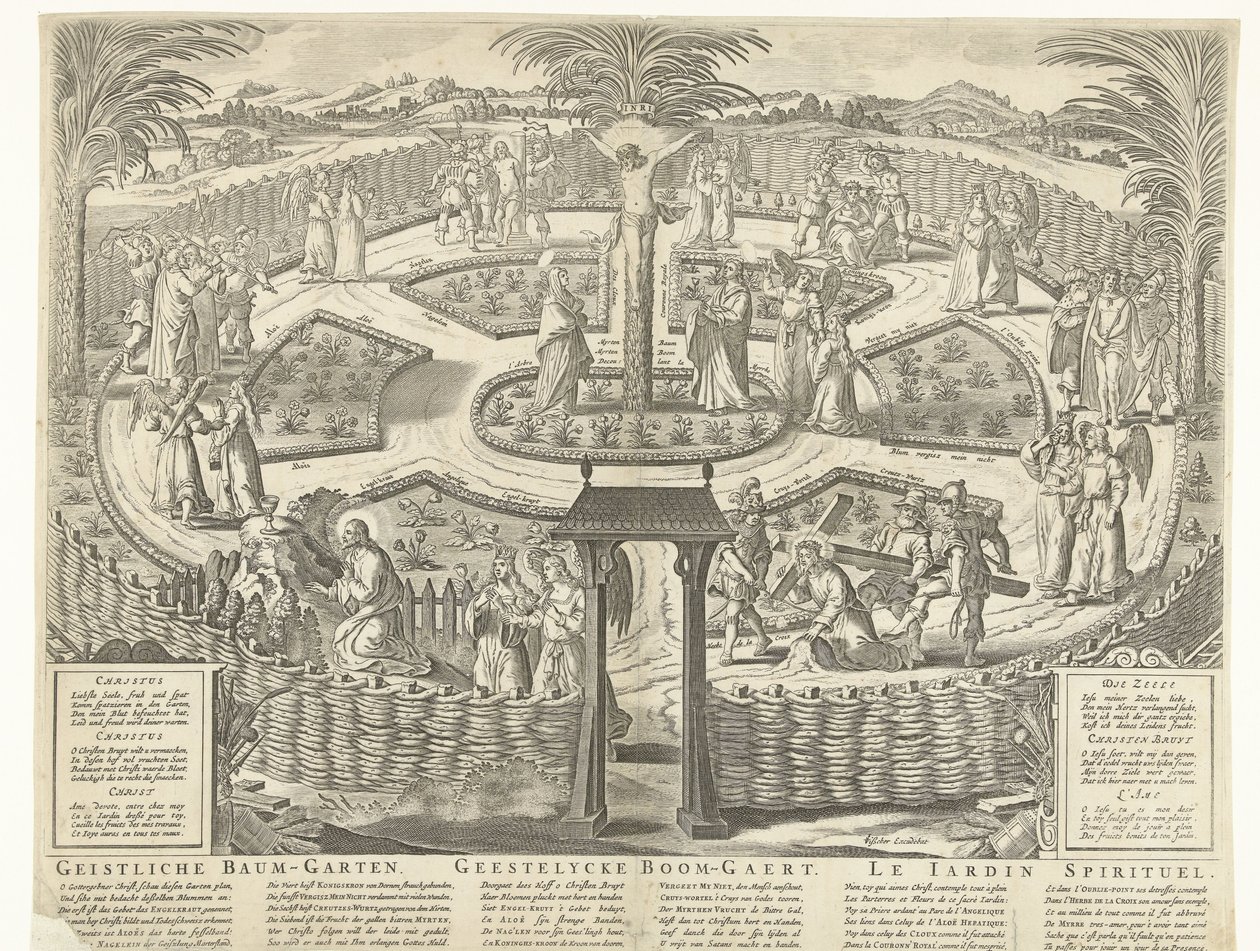 البستان الروحي ، ج .1650 Geistliche Baum-Garten / Geestelycke Boom-Gaert / Le Jardin Spirituel (العنوان على الكائن) بواسطة مجهول