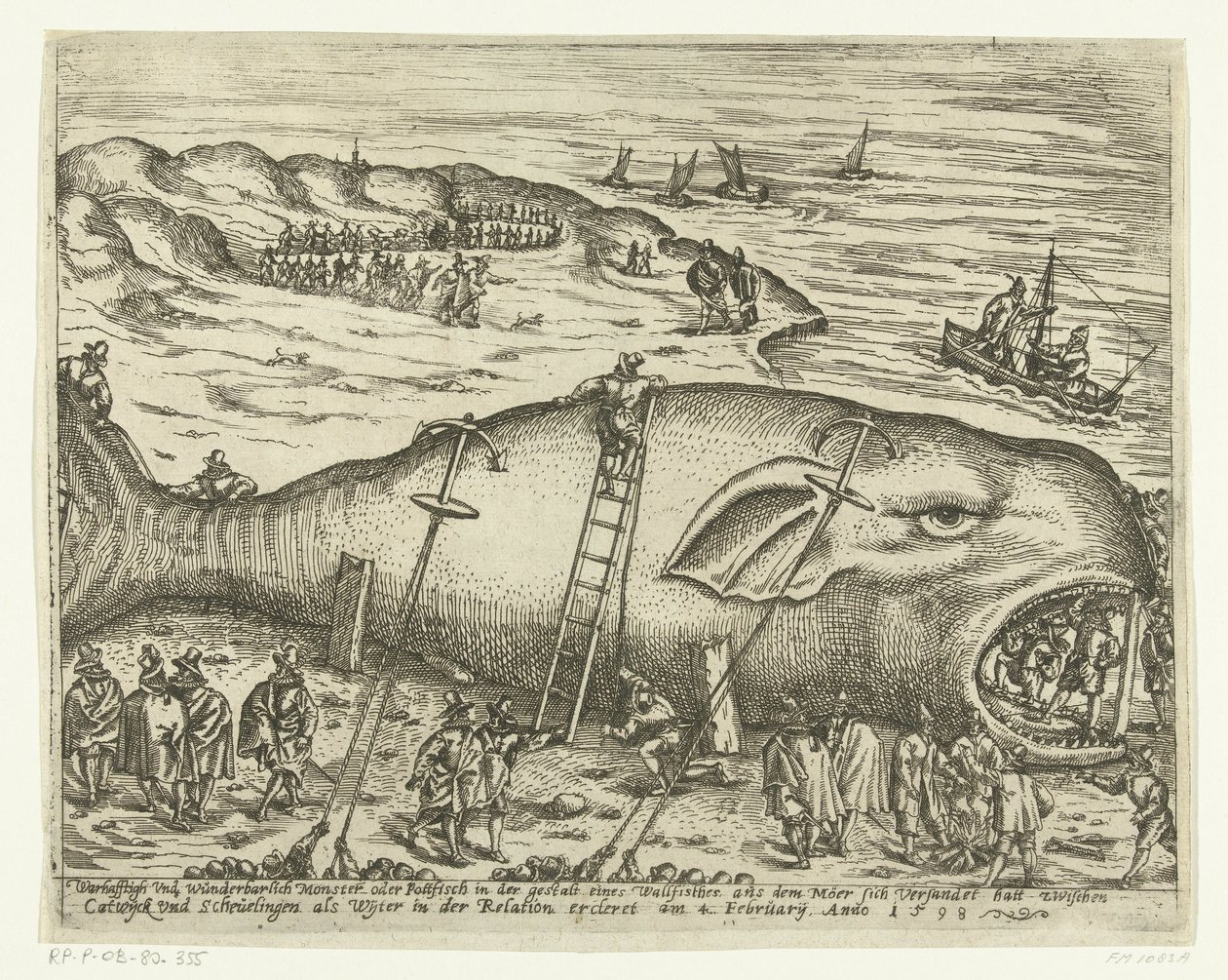 تقطعت بهم السبل والفيس بالقرب من بيركي ، 1598 Warhafttigh و Wonderful Monster أو Pottfisch على شكل حوت ، كان موير قد انسكب منه بين كاتويك وشيفلينجن في دور ويتر في علاقة ercleret في الرابع من فبراير ، Anno 1598 (tit بواسطة مجهول