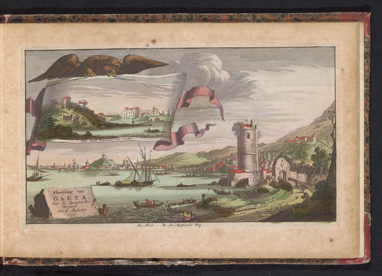 منظر من جيتا ، 1734 صورة جيتا ، غزاها الإسبان في 6 أغسطس 1734 (العنوان على الجسم) بواسطة مجهول