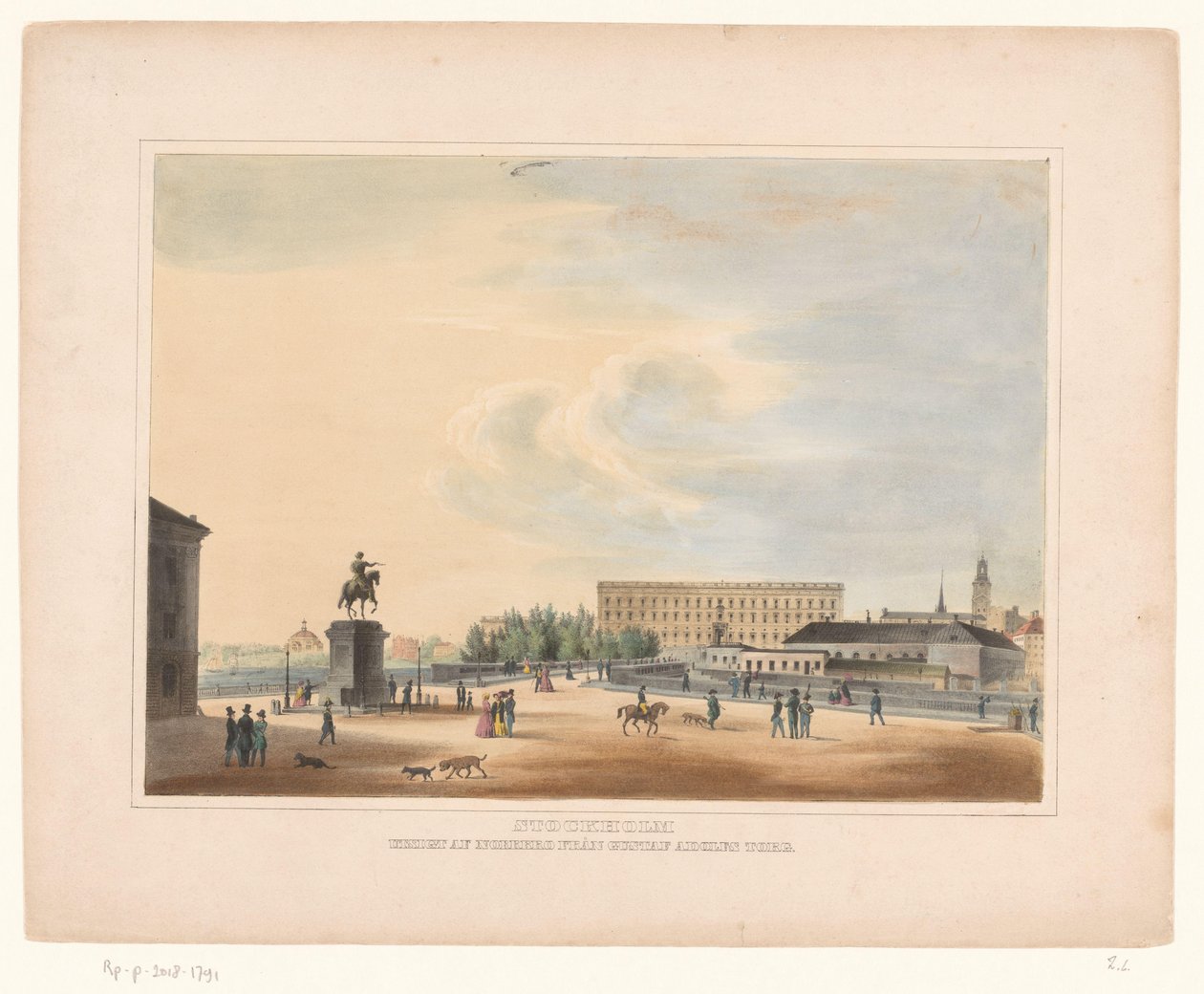 Gezicht op Gustav Adolfs torg، te ستوكهولم ستوكهولم. منظر لنوربرو من جوستاف أدولفز تورغ (العنوان على الجسم) بواسطة مجهول
