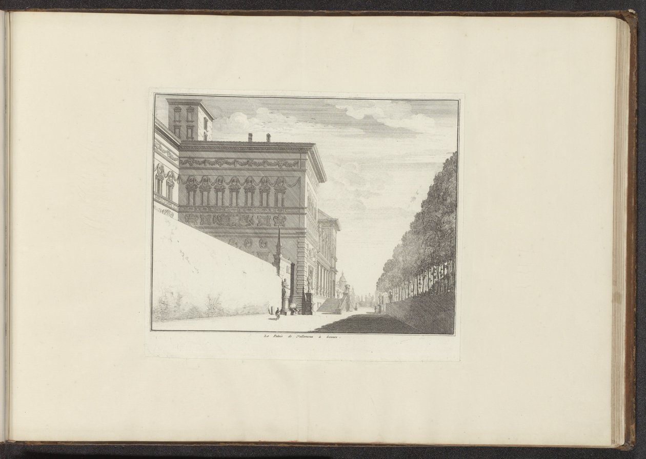 منظر لفيلا بورغيزي في روما Le Palais de Vallamena à Gennes (العنوان على الكائن) القصور والمعالم الأثرية في البندقية وليفورنو ونابولي وروما (عنوان السلسلة) بواسطة مجهول