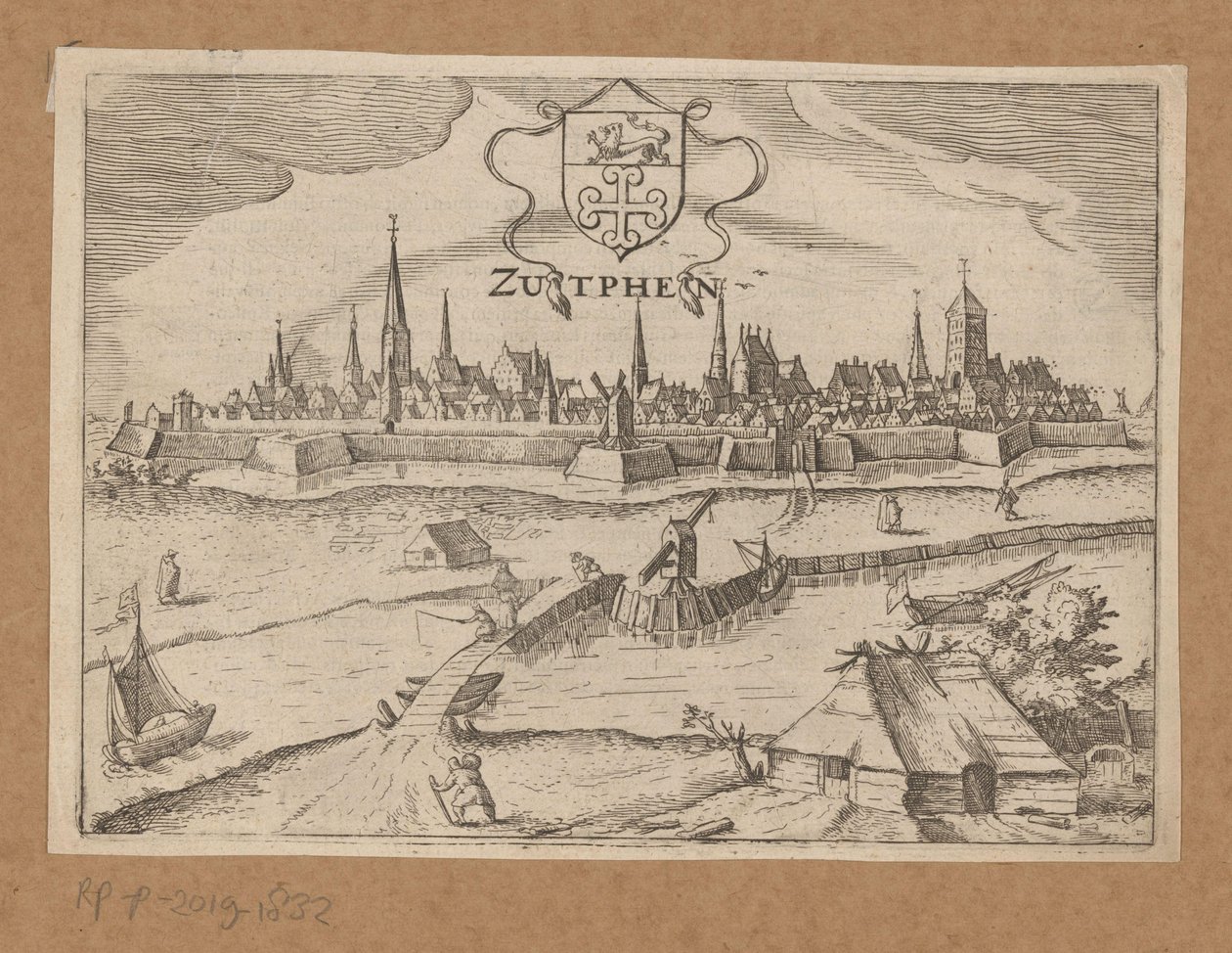 منظر لـ Zutphen من الجانب الآخر من IJssel Zutphen (العنوان على الكائن) بواسطة مجهول