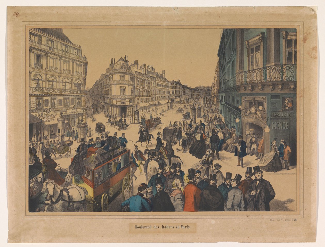 منظر لجادة إيطاليا في باريس Boulevard des Italiens zu Paris (العنوان على الكائن) بواسطة مجهول
