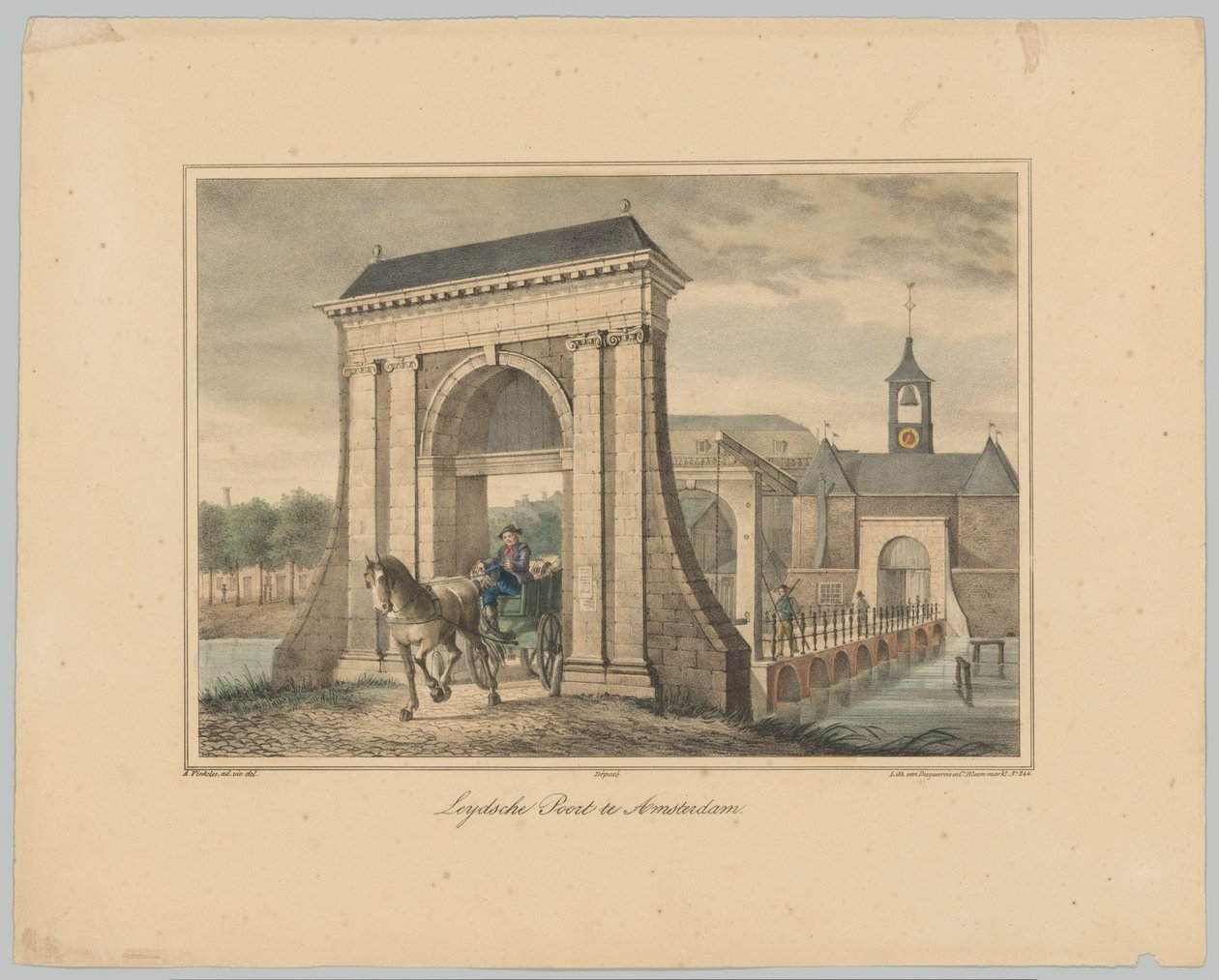 منظر ليدسبورت في أمستردام Leydsche Poort في أمستردام (العنوان على الكائن) مناظر للبوابات الست الرئيسية لمدينة أمستردام. 1st Cahier (عنوان المسلسل) بواسطة مجهول