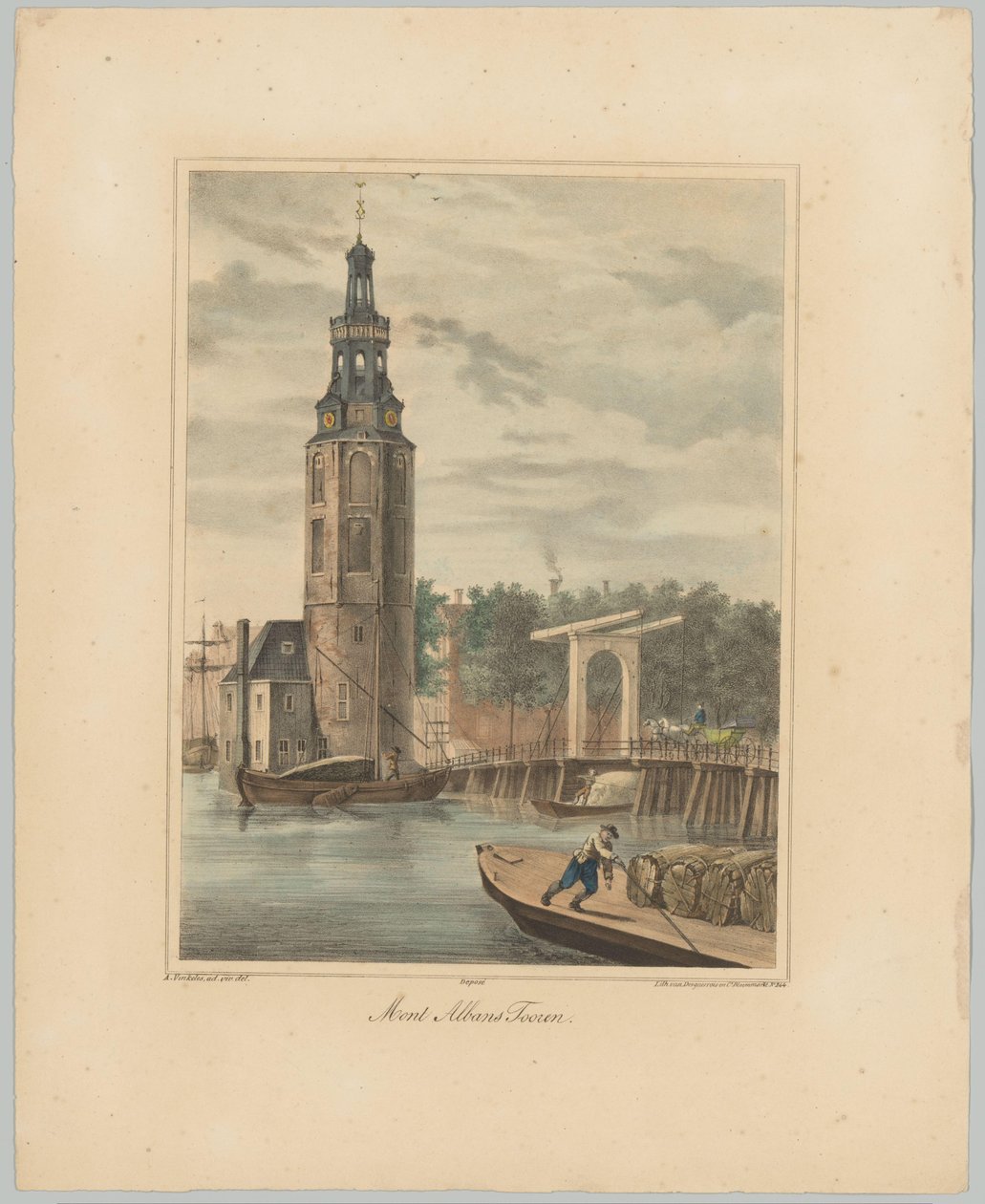 منظر لـ Montelbaanstoren في أمستردام مونت ألبانز تورين (العنوان على الكائن) مناظر للأبراج الرئيسية الستة لمدينة أمستردام. 2nd Cahier (عنوان المسلسل) بواسطة مجهول
