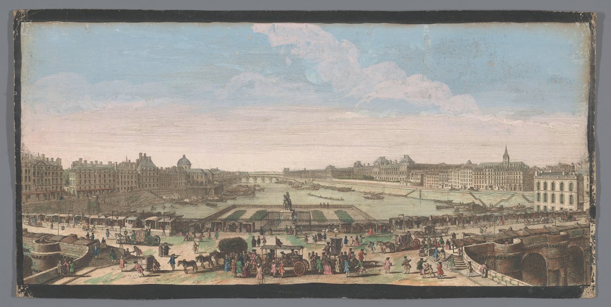 منظر لـ Pont Neuf فوق نهر السين في باريس ، باتجاه Pont Royal جائزة Autre vuë Privé de Paris du Milieu du Pont Neuf بخصوص مقابل لو بونت رويال (العنوان على الكائن) بواسطة مجهول