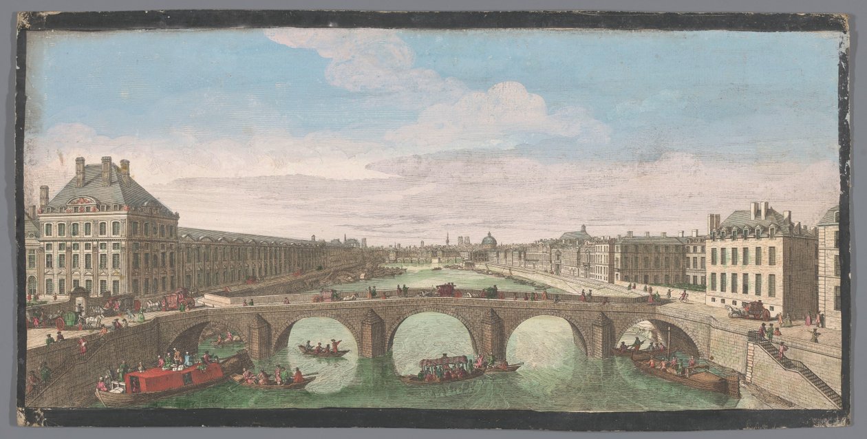 منظر ل Pont Royal عبر نهر السين في باريس ، يُرى باتجاه Pont Neuf Vu Privé de Paris ، جائزة du Pont Royal بخصوص مقابل le Pont Neuf (العنوان على الكائن) بواسطة مجهول