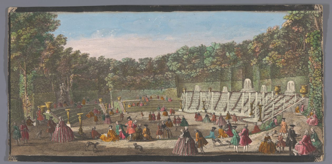 منظر لـ Salle de Bal في حديقة فرساي Vuës des bosquets du Jardin de Versailles (العنوان على الكائن) بواسطة مجهول