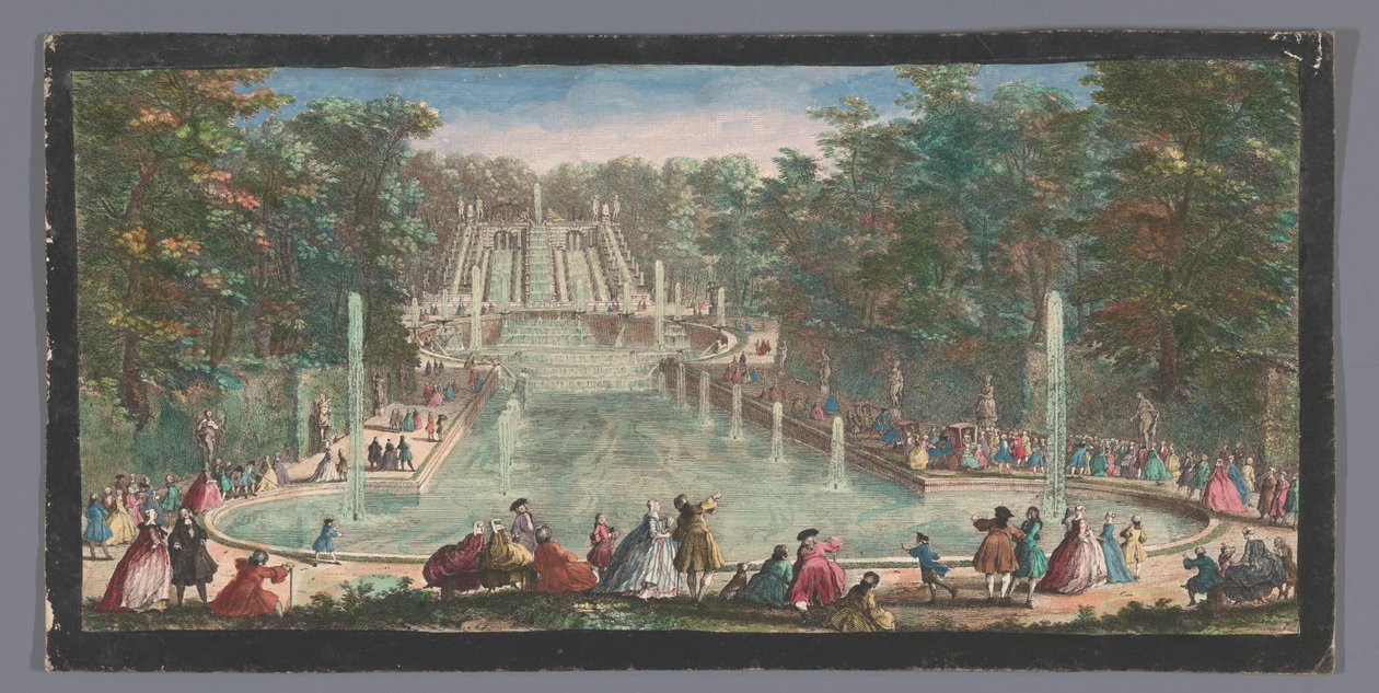 منظر لشلالات حديقة Château de Saint-Cloud Veue de la cascade de St. Cloud (العنوان على الكائن) بواسطة مجهول