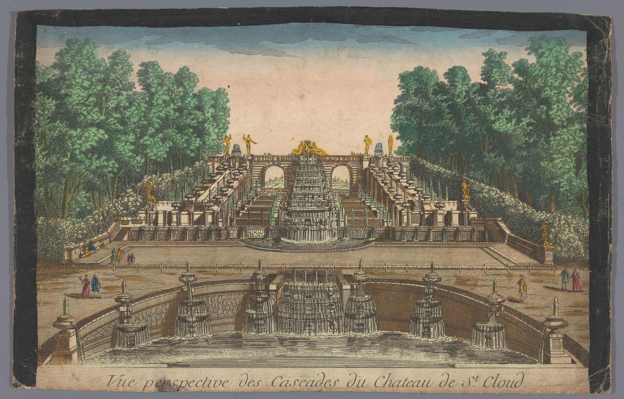 منظر لشلالات حديقة Château de Saint-Cloud منظور Vue des Cascades du Chateau de St. Cloud (العنوان على الكائن) بواسطة مجهول