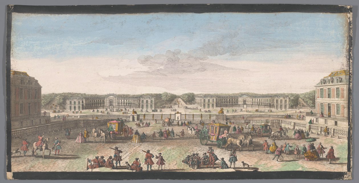 منظر لاسطبلات قصر فرساي جائزة Vue des eciques de Versailles de la second grille (العنوان على الكائن) بواسطة مجهول