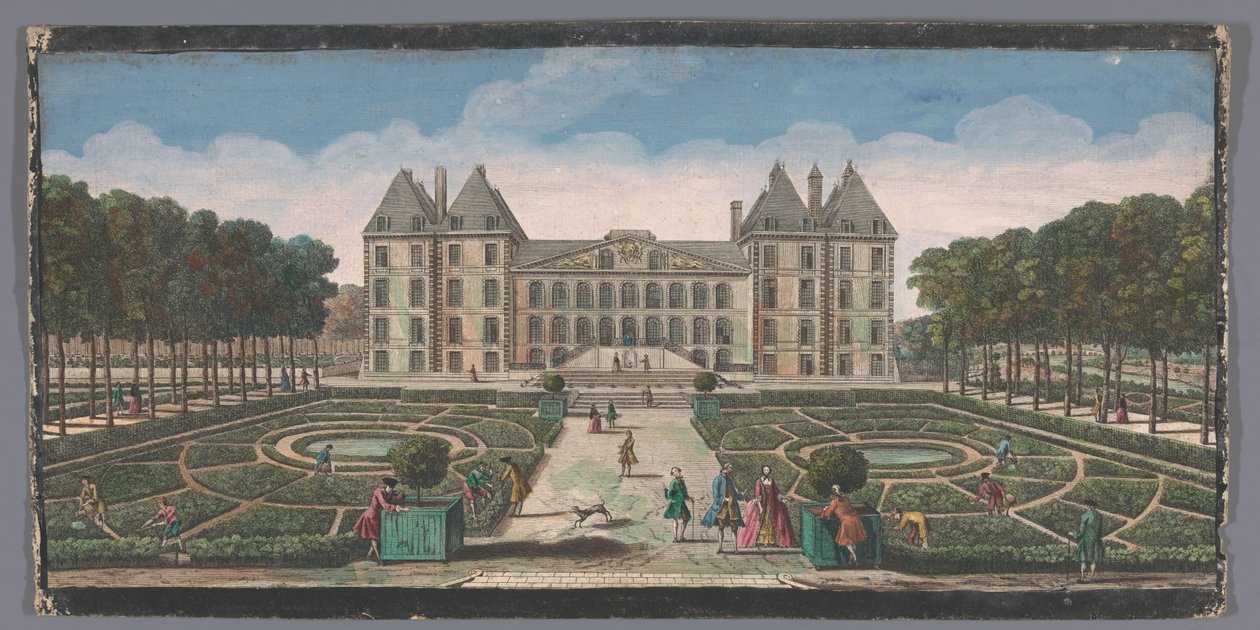 Gezicht op de tuin en het Château de Saint-Maur منظر لـ Chateau Royal de Saint Maur من جانب الحديقة (العنوان على الكائن) بواسطة مجهول