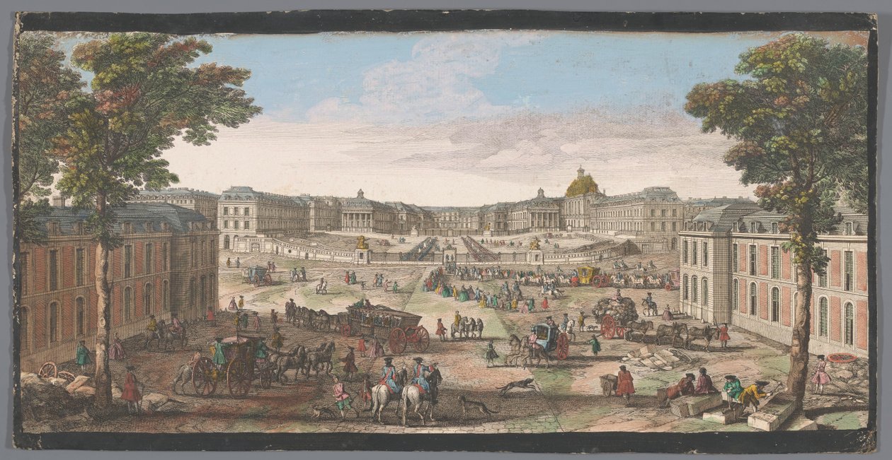 منظر للواجهة الأمامية لقصر فرساي Diverses vues du Chateau de Versailles (العنوان على الكائن) بواسطة مجهول
